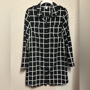 Old Navy Black and White Check Button Up Dress - size small